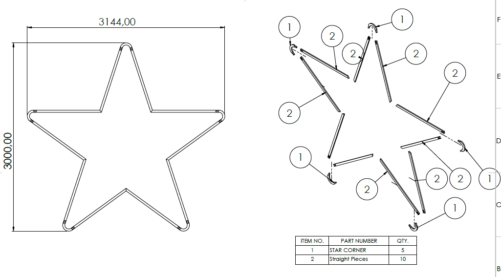 Modular Star Signage Structural Drawing