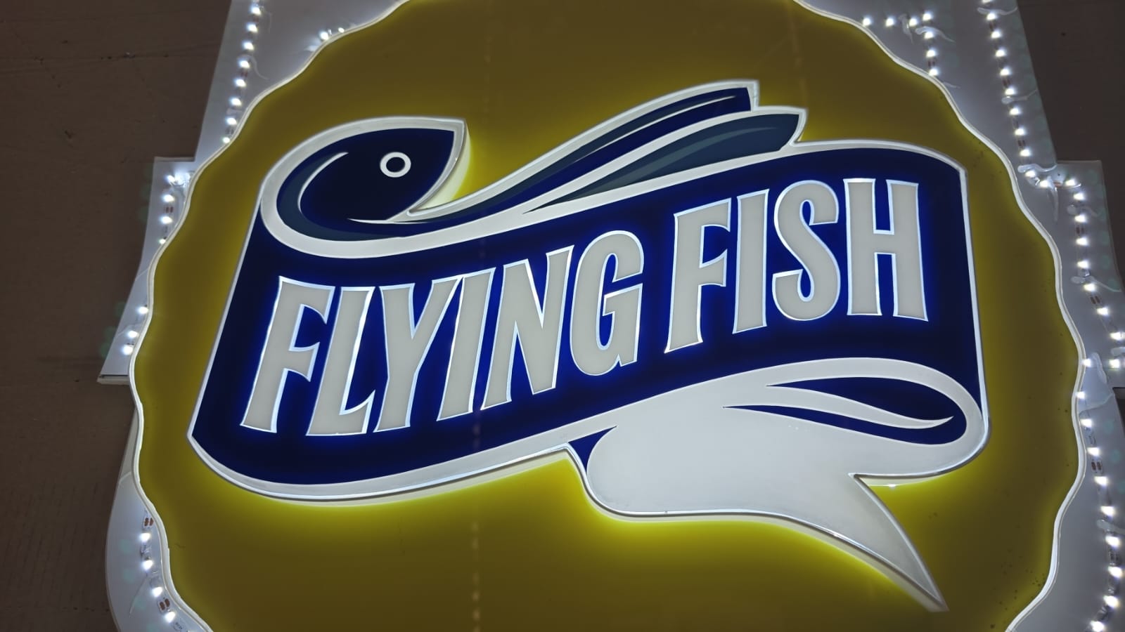 3D Printed Illuminated Flying Fish Brand Signboard